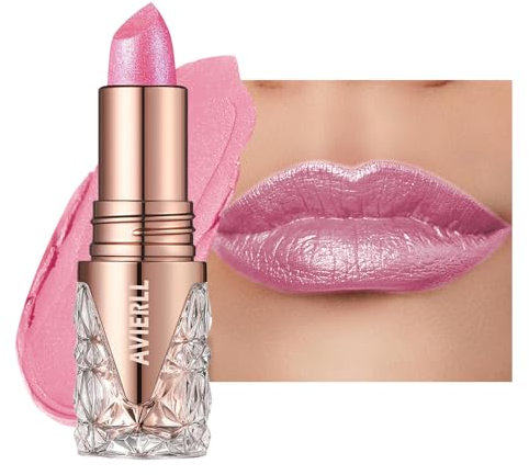 Rossetto rosa scintillante per donna Balsamo labbra glitterato colorato e idratante, Lucidalabbra perlato impermeabile a lunga durata Finitura lucida, formula cremosa, texture leggera 02
