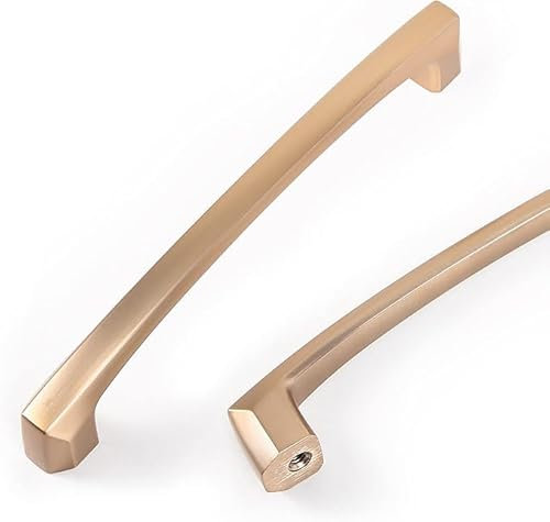 COTYKILEY Paquete de 6 manijas de latón cepillado para gabinete de cocina de 7.5 pulgadas (192 mm), color cobre champán, tiradores para puertas de gabinetes, herrajes dorados para gabinetes de cocina