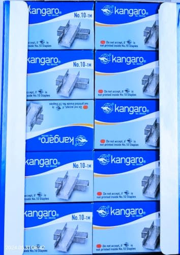 Kangaro Heftstifte, Nr. 10-1 m, 1000 Heftklammern, perfekt für Büro, Zuhause und Schule, 20 Stück, Silber