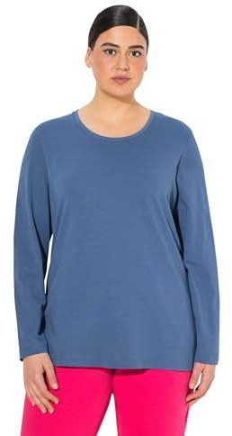 Ulla Popken Damen große Größen Übergrößen Plus Size Shirt, Slim, Rundhalsausschnitt, Langarm