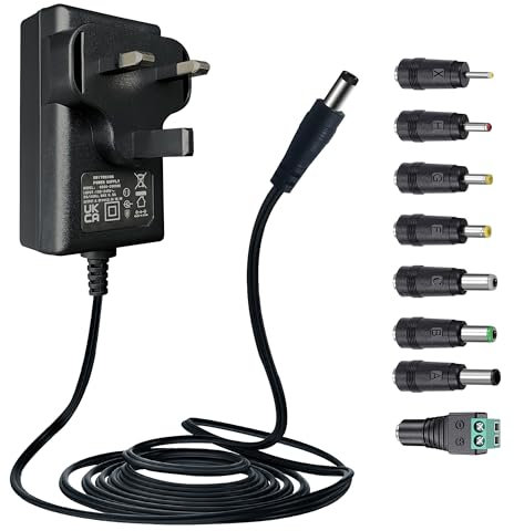 ANLINK 5V 1A/1000mA Power Supply Adapter, AC 100-240V 50/60Hz to DC 5V 1A/1000mA 5W 5.5x2.1mm Wall Plug, Center Positive, 1.8M Long Cable for Stable and Flexible Use, 8 Tips Included