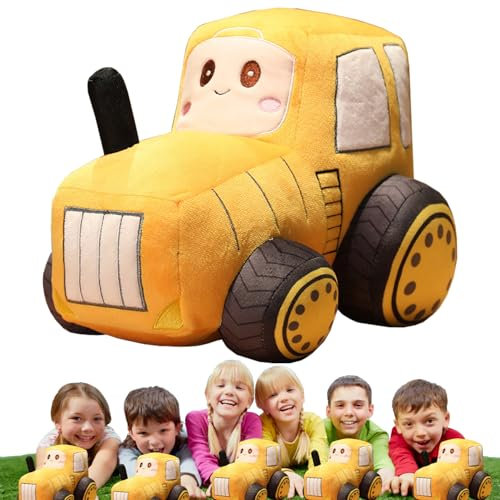 BAISHUWU Wurfkissen Plüsch Traktor, Traktor Plüschkissen, Traktor Stofftier Kissen, Traktor Plüschtiere, Tractor Themed Pillow, Traktor Auto Plüschkissen, Tractor Plush Toy, Kinder(Gelb )