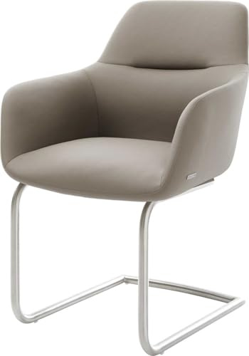 DELIFE Schwingstuhl Pejo-Flex Freischwinger rund Edelstahl Echt-Leder Schlamm Taschenfederkern