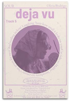 Olivia Rodrigo Deja VuArtist Albumcover-Poster, Leinwand, Gemälde, Poster, Ölgemälde, Druck, Poster, Kunstalbum, Wohnzimmer-Dekoration, Leinwand, Art-Deco, Wanddekoration, 30 x 45 cm, ungerahmt