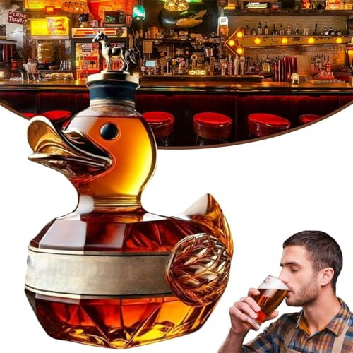 Lustige Whiskey-Entenflasche, kreative Mini-Enten-Weinflasche, 10 oz gravierte Whiskey-Verkostungsgläser, süße Enten-Whiskey-Karaffe, für Whiskey-Liebhaber