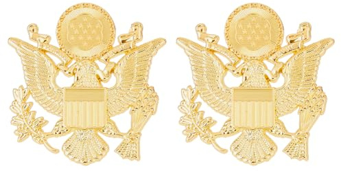SUPERFINDINGS 2Pcs Epingle à aigle de l'armée américaine Badge de revers militaire en or Broche en alliage Epingle de chapeau d'officier Épingle à revers US Veteran de l'armée Accessoires pour Chapeau