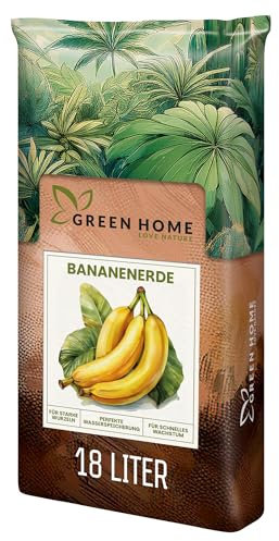 Green Home Bananenerde 18L - Erde für Bananen & Tropenpflanzen |Pflanzerde mit Langzeitdünger | Mit Perlite, Kokosfasern & Rindenhumus | Erde für Hochbeet, Kübel & Garten, pH 5,8