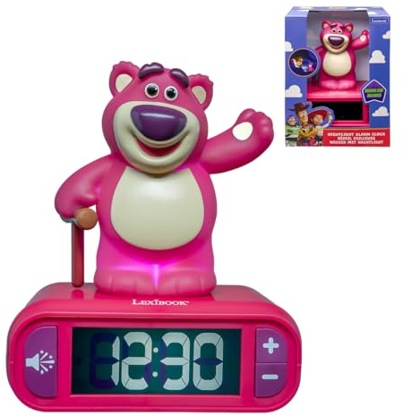Lexibook, Disney Toy Story, Wecker Nachtlicht Lotso, Leuchtende Figur, Soundeffekte, Alarmwahl, LCD-Display mit Hintergrundbeleuchtung, Schlummerfunktion, Lila, RL800TS1