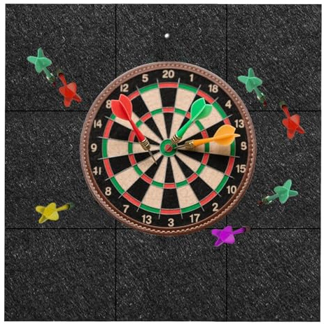 Filz-Dartboard Wandschutz 30 × 30 cm, Dart Wandschutz Schutz Dartscheibe Wand, Selbstklebend & Gespleißt, Filz Wandfliesen mit Kork Rückseite für Dartboard Rückseite