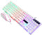 Artibetter Clavier Filaire Rétroéclairé Ergonomique avec Souris USB pour Ordinateur Pratique pour Jeux et Utilisation Quotidienne Blanc