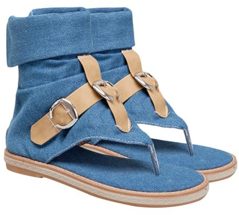 Ipetboom Estivi in Denim Design a Calzature e Resistenti Per Outdoor Sandali Piatto Punta Aperta Colore Taglia 38