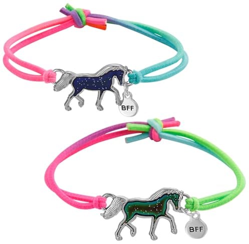 anyts Pferde Mädchen Geschenk Armband, Pferd-Mädchen Geschenke mit Anhänger Wechselt die Farbe Freundschaftsarmbänder Kinder Kinderarmband in leuchtenden Regenbogenfarben