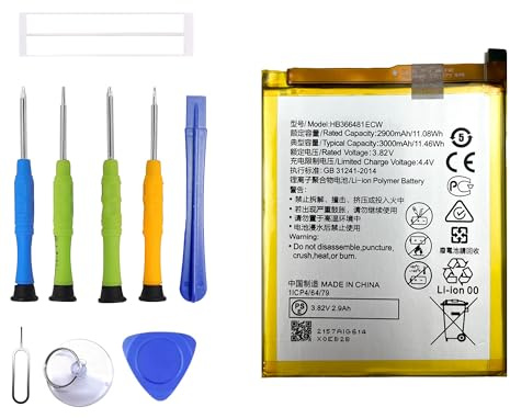 ERYNK HB366481ECW Ersatz Akku kompatibel mit Hua-wei P8 Lite 2017 & P9 & P9 Lite & P10 L-ITE & P20 Li-te & Ho-nor 6C Pro & 5C & 9 Lite & P Smart Ersatzbatterie with Werkzeugsatz