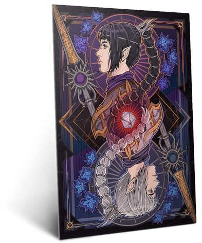 Displate Metallposter Dungeons and Dragons - Baldur Gate III - Shadowheart Duality Card Plakat - Wandbilder Bilder Deko Schlafzimmer - Geschenk - Wanddeko Metall Poster 32 cm x 45 cm