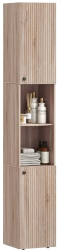 HOMCOM Tall Bathroom Cabinet 6-Tier Slim Tallboy 30 x 31 x 182 cm Natural | Freestanding Bathroom Storage Cabinet, 2 Cupboards, Open Shelves, Adjustable Shelves