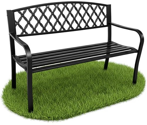 AKORD Banc de Jardin Classico avec des Pieds en Acier et Un Dossier en Fonte, Banquette Extérieure pour Balcon et Terrasse 127 cm, Noir