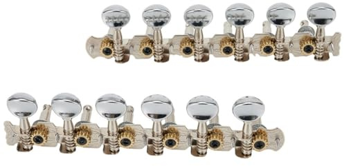 Auratrove Piroli per chitarra acustica a 12 corde, 6L 6R, meccaniche in linea con albero in metallo, accordatori argentati per riparazione e sostituzione della chitarra
