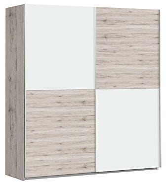 möbelando Schwebetürenschrank Kleiderschrank Schlafzimmerschrank Schrank Zorana I Sandeiche/Weiß