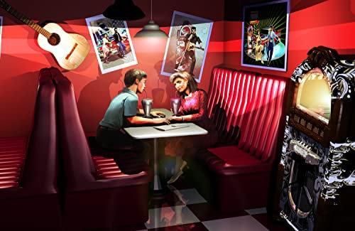 DINER Fototapete VLIES-250x186 cm (4684A)-Vintage Tankstelle Retro Cars American Route 66 Wandtapete-Inkl. Kleister-Vliestapete Bild Dekoration Wand-Dekor Moderne Motiv-Tapete Panorama Poster XXL