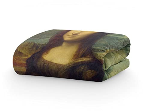 PICANOVA – Kuscheldecke 100x70cm – Leonardo da Vinci Mona Lisa – Decke mit Bild – Premiumqualität Fleecedecke 510g/qm – Unschlagbar Weich Und Gemütlich Fotodecke – Klassische Kunst