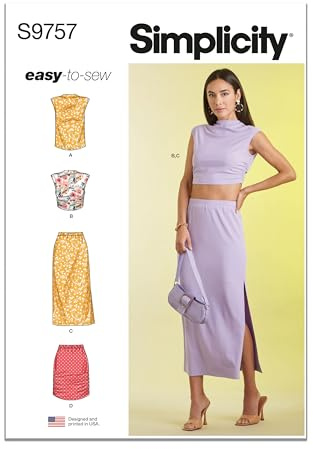 SIMPLICITY SS9757A Misses' Knit Top and Skirt in Two Lengths A (S-M-L-XL-XXL)
