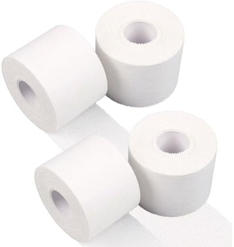 LiangMai 4 Rolls Zinc Oxide Tape - Strong Adhesive White Athletic Tape, No Ticky Residue, Easy Tear Sports Tape for Rock Climbing, Tennis, Gymnastics & Boxing(3.8cm×10m)