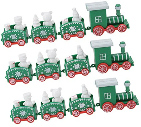 Kleiner-Eisenbahn-Dekorset, Weihnachtsdekorations-Requisiten mit Hochwertigen Materialien, Feiner Verarbeitung und 3 Sets für Festivals (Grün)