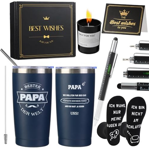 SunmeiTrad Papa Geschenk, Vatertagsgeschenk, Geschenke für papa, Geschenk Vatertag, Geschenke zum Vatertag, Papa Geschenk Weihnachten Weihnachtsgeschenke, Geschenk Geburtstag, Thermobecher