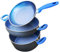 Perla, Set Pentole 3 Pezzi, Padella, Tegame e Casseruola da 24 cm in Vetro Temperato, Superficie Gemmata Antiaderente, Adatte a tutti i tipi di fornelli, Induzione, Gas, Elettrici e in vetroceramica