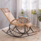 Schaukelstuhl, Outdoor Freizeit Rattan Schaukelstuhl, Massivholz High Back Seat Liegender Sitz, Ausführung mit zwei Rädern, Starke Tragfähigkeit, für Feuerstelle Garten Hinterhof Deck Indoor ( Color :