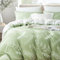 Freyamy Housse de Couette Fleurie 200x200+2 Taie d'oreiller 65x65cm Vert Blanc Feuilles Floral Parure de lit 2 Personnes Adulte Fleurs Sets de Housse Couette en Microfibre avec Fermeture Éclair