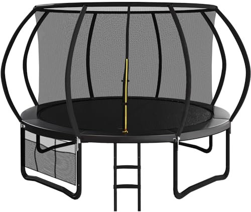 Devoko Trampolin Outdoor Ø 228/305/366/427 cm, vom TÜV Rheinland GS-Zertifikat, Kindertrampolin Gartentrampolin mit Sicherheitsnetz, Rundes Riesentrampolin mit Leiter und Schuhbeutel