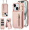 Jcxtrombulous Crossbody Wallet Case for iPhone 11 with Lanyard Strap Card Slot Holder [RFID Blocking] 360° Kickstand,Magnetic Flip Folio Zipper Purse Case, PU Leather Cover Handbag,Rose Gold