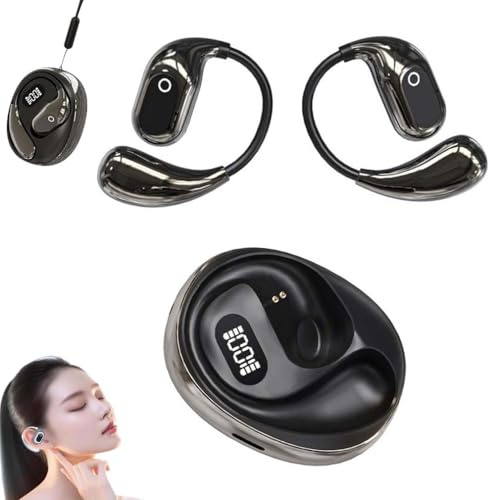 LUCKKY Peachloft Ai Translation Open Ear Earbuds, KI-Übersetzungsdrahtlose Bluetooth-Ohrhörer, Bluetooth üBersetzungskopfhörer, Echtzeit Translation Kabellose Earbuds für Reisen Lernen (Schwarz)