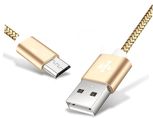 CAXUSD Micro Usb Cable Dac Phone Charger Micro Usb Micro Usb Nylon Braided Charging Cable 3m Extra Long Tangle Data Cord for Devices Gold Color