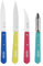 OPINEL Les Essentials Small Kitchen 4 Piece Knife Set - Paring Knife, Serrated Knife, Peeler, Vegetable Knife, Corrosion Resistant High Carbon Steel, Made in France (POP 80)