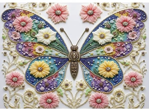 1000 Pieces Jigsaw Puzzles for Adults,Crystal Jewel Butterfly & Floral Puzzle, Intelligence Family Games Challenging Jigsaw Puzzle for Adults, Artwork Home Decor 70 * 50cm
