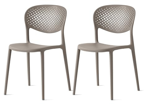 Connubia, 2 Stühle Abby mit gelochter Rückenlehne, aus recyceltem Polypropylen, 100% Taupe matt