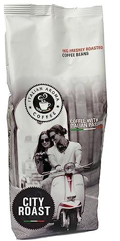 Italian Aroma Coffee - 1KG - Whole Coffee Beans - CITY ROAST - Dark, Rich and Full-Bodied - Traditional Italian Coffee Flavour