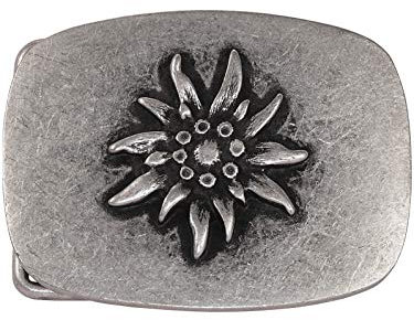 Harrys-Collection HC Buckle Edelweiß Motiv klein, Farben:altsilber