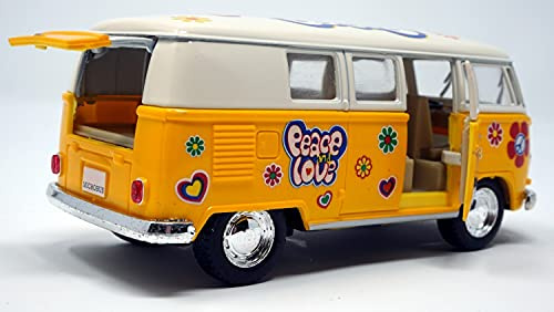 CBK-MS Bus 1962 Peace and Love gelb/beige Modellauto mit Rückziehmotor
