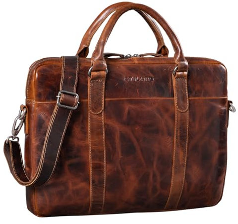 STILORD 'Laslo' Businesstasche Leder Groß für Herren 13,3 Zoll Laptop-Tasche DIN A4 Hochwertig Vintage Handtasche Umhängetasche Schultertasche Echtleder, Farbe:Milano - braun
