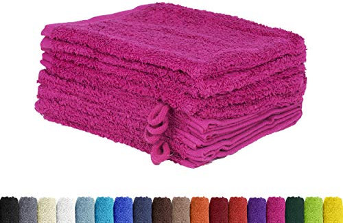 BaSaTex 10er Pack Waschhandschuhe aus 100% weicher und saugstarker Baumwolle | Öko-Tex Made in Green | Waschlappen Set 15x21 cm | Farbe: Magenta