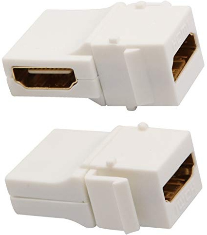 AAOTOKK HDMI 90 Grad Keystone Weiblich auf Weiblich Adapter(Weiß/2Pack) | 90 Grad Vergoldeter Keystone Adapter,für Full HD 1080p,3D Koppleradapter für Schnallenmontage Wandplatte Steckdose Panel