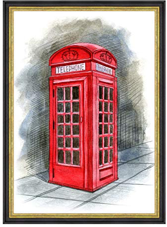 Moderner Bilderrahmen - London Illustration - Telefonzelle - UK England (475)