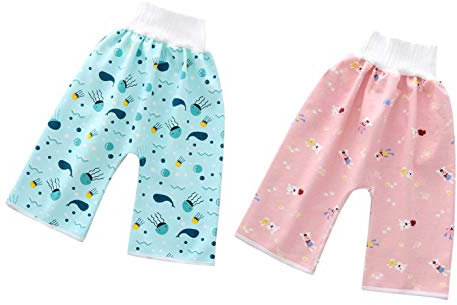 EOZY 2 Stück Baby Windelrockshorts Trainingswindelhose Trainingshose Windelhose Lernhose Kinder Shorts Töpfchen Set-1 4-8 Jahre