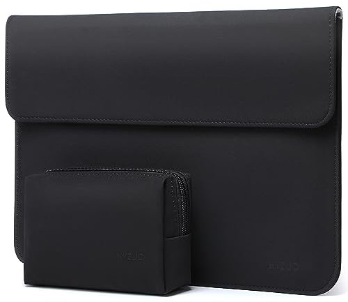 HYZUO 13 Zoll Laptop Hülle mit Standfunktion für MacBook Air 13,6/13 M4 M3 M2 M1 2025-2018, MacBook Pro 13 M2 M1 A2338 A2289 2025-2016, Surface Pro 11, XPS13, mit Kleine Tasche, Schwarz-H