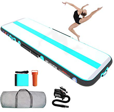 WelandFun Tumbling Matten Aufblasbare Gymnastik 3/4/5/6M Trainingsmatte Kohlefaser Tumble 10/15/20cm Dick Gymnastikmatte Turnmatte Bodenmatte Inflatable Yogamatte Taekwondo Matte with Pumpe GGREEN