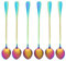 Coffee Espresso Teaspoons, Set of 6 Rainbow Color Mini Spoon Long-Handle Ice Cream Desert Spoon Stir Spoons Mixing Spoon for Coffee Sugar Dessert Cake Ice Cream Soup Antipasto Cappuccino