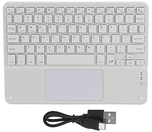 ciciglow Ultra-Slim Bluetooth Keyboard,Rechargeable Bluetooth Multi‑Function Keyboard with Sensitive Touchpad,Waterproof and Dustproof Compatible with Smartphones,Tablets,Laptops(White)